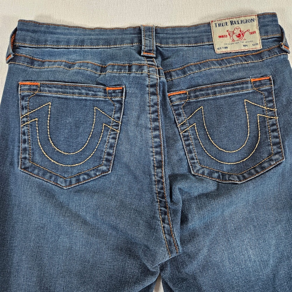 True Religion Billie Straight Jeans Womens 30 Dark Wash Blue Mid Rise Horseshoe